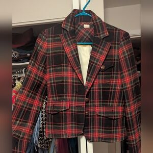 J. Crew Red and Black Plaid Blazer